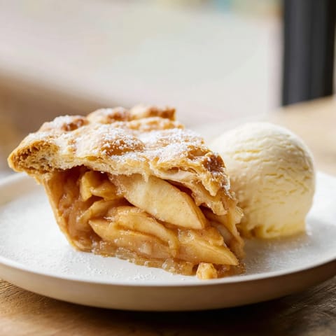 Freshly baked Apple Pie showing tender spiced apples inside a bubbly double crust.