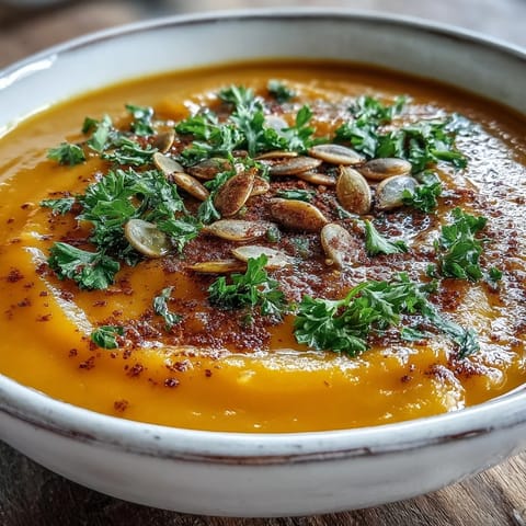 Creamy butternut squash and apple soup, a perfect autumn comfort food.