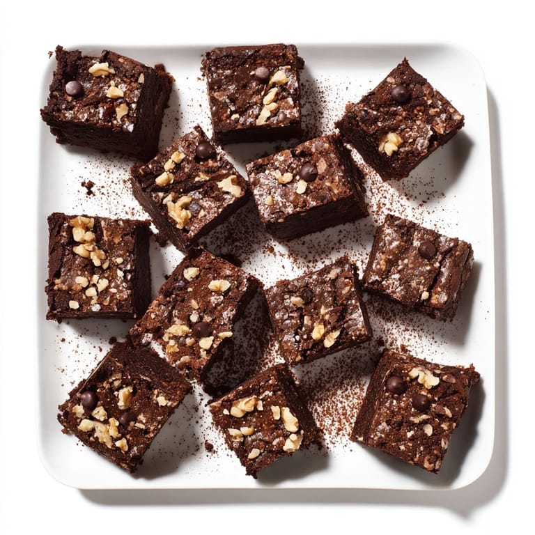 Decadent brownies served warm with a scoop of vanilla ice cream melting.