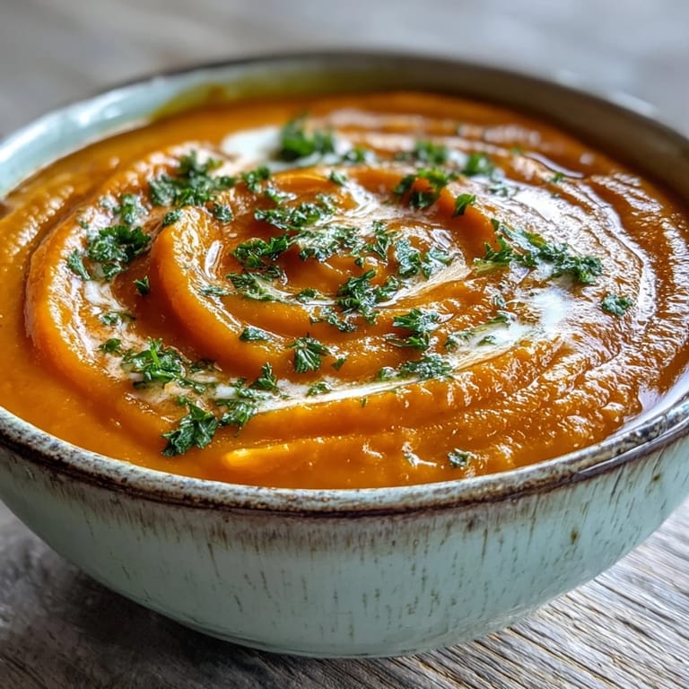 A creamy spoonful of Carrot Ginger Soup, highlighting its smooth texture and bright flavor.