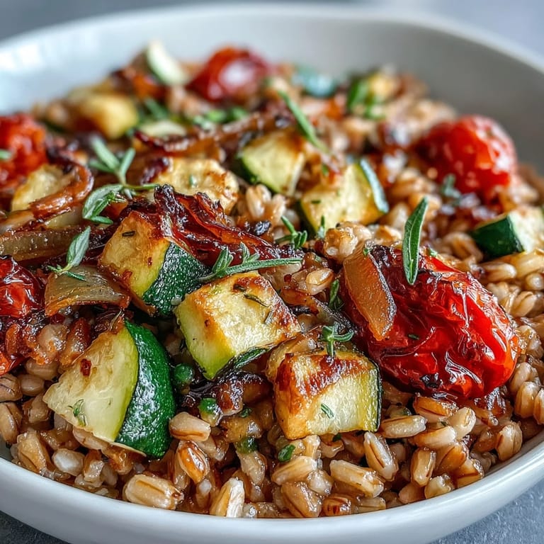 Flavorful Farro With Roasted Vegetables dish, perfect for a healthy weeknight meal.
