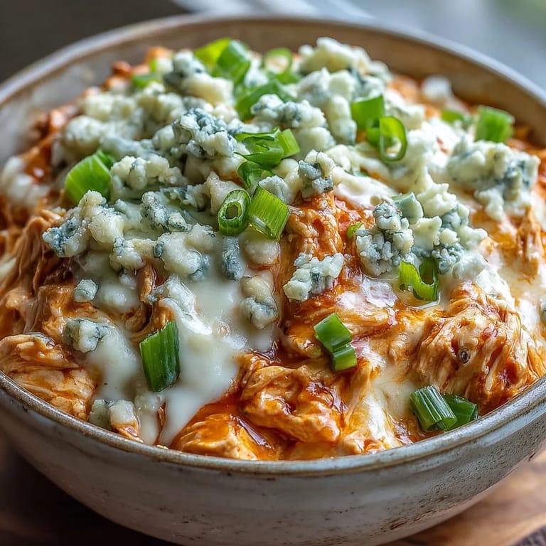 Creamy spicy Crock Pot Buffalo Chicken Dip Soup in a rustic bowl with celery sticks.