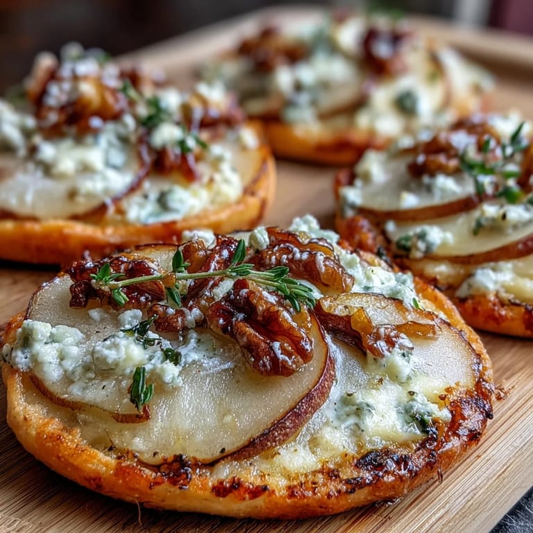 Fresh thyme and cracked pepper garnish these golden-baked pizzettes, perfect as a vegetarian Italian appetizer for parties.