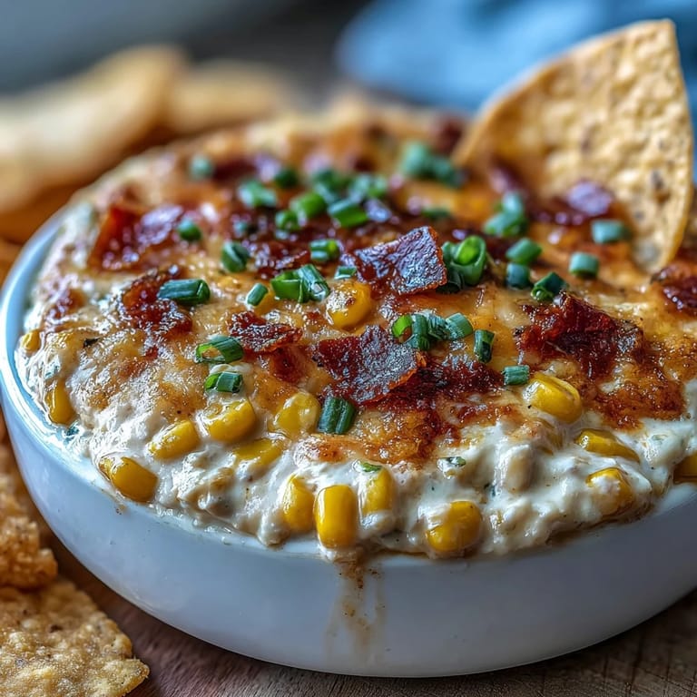 Cold crack corn dip garnished with fresh green onions, ready for a party platter or game day snack.