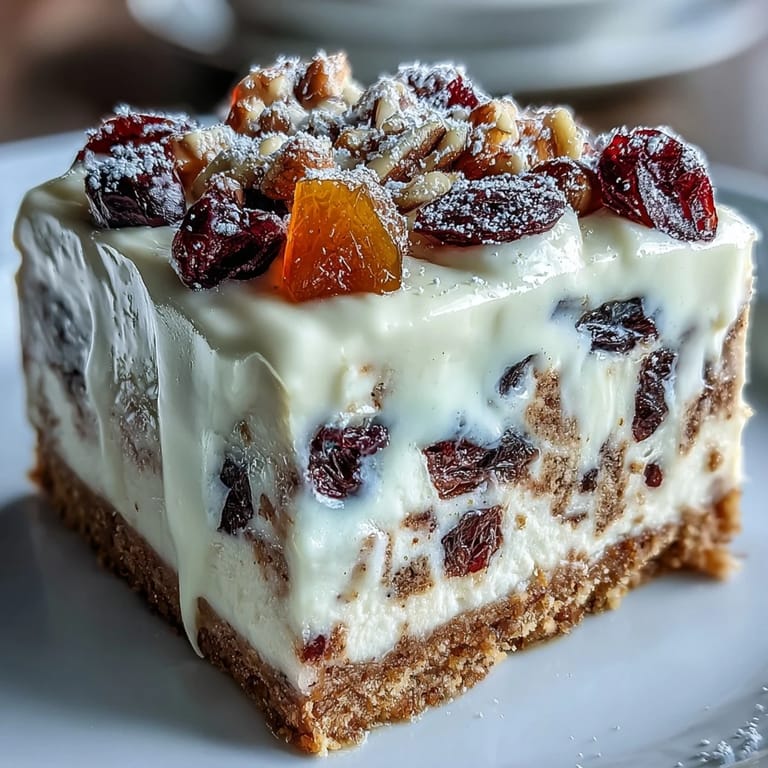 Festive Christmas Cheesecake Slab squares with a crunchy biscuit crust and warm spices, beautifully arranged on a holiday dessert platter.