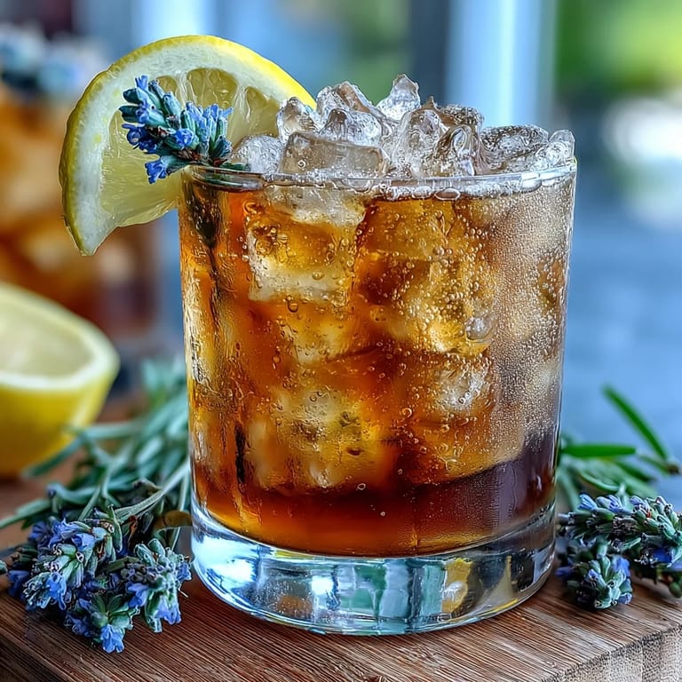 A refreshing summer cocktail featuring floral lavender syrup mixed with zesty lemonade and chilled prosecco, served over ice.