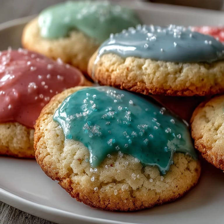 Buttery lemon cookies with smooth pastel glaze, offering a tender bite and a refreshing citrus finish.