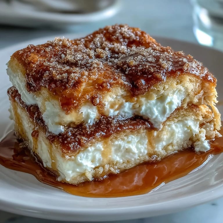 Golden crescent roll layers sandwich a rich cream cheese filling in these festive Cinco de Mayo Sopapilla Cheesecake Bars