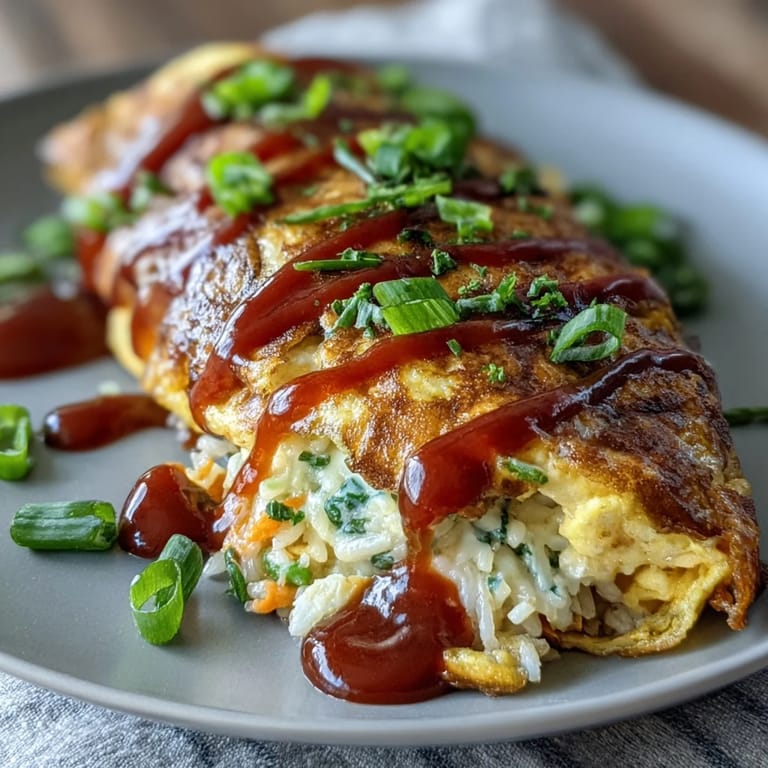 Fluffy egg omelet tops savory ketchup rice in this comforting Japanese Omurice dish.