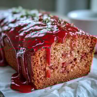Freshly baked Blood Orange Loaf Cake with poppy seeds and marzipan, glazed and ready for a cozy afternoon tea slice.