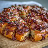 Golden puff pastry pigs in a blanket with mini sausages, served with tangy mustard dip for game day snacking.